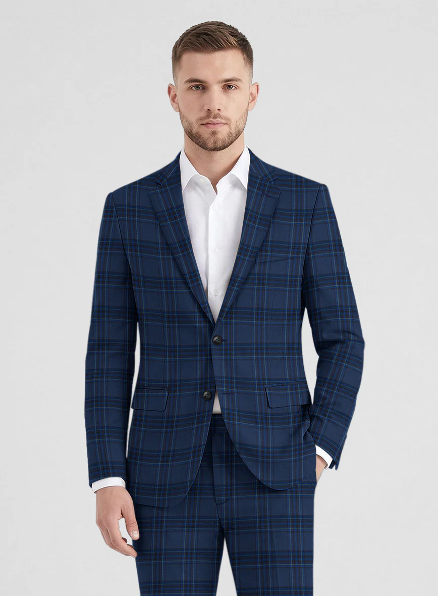 Reda Vale Blue Checks Wool Jacket - Image 2