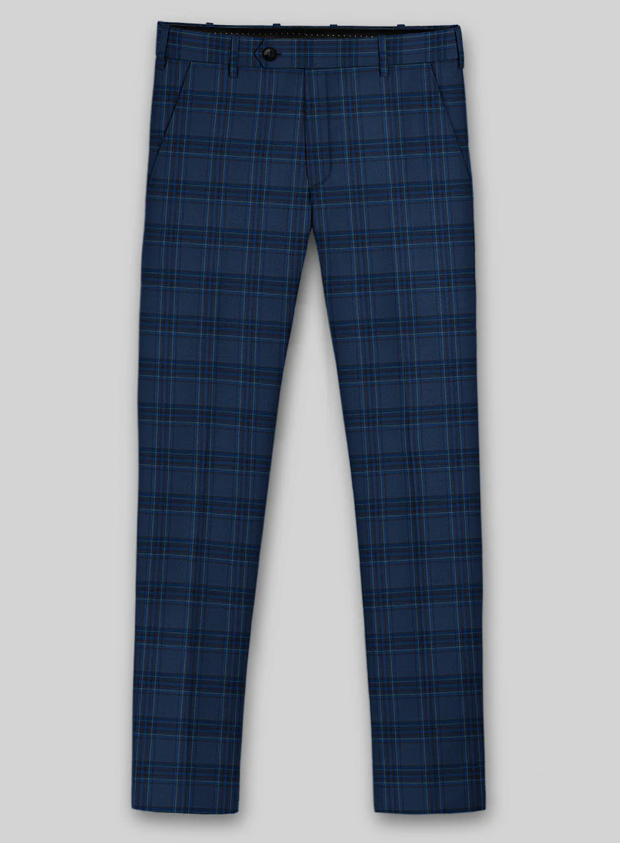 Reda Vale Blue Checks Wool Pants - Image 2