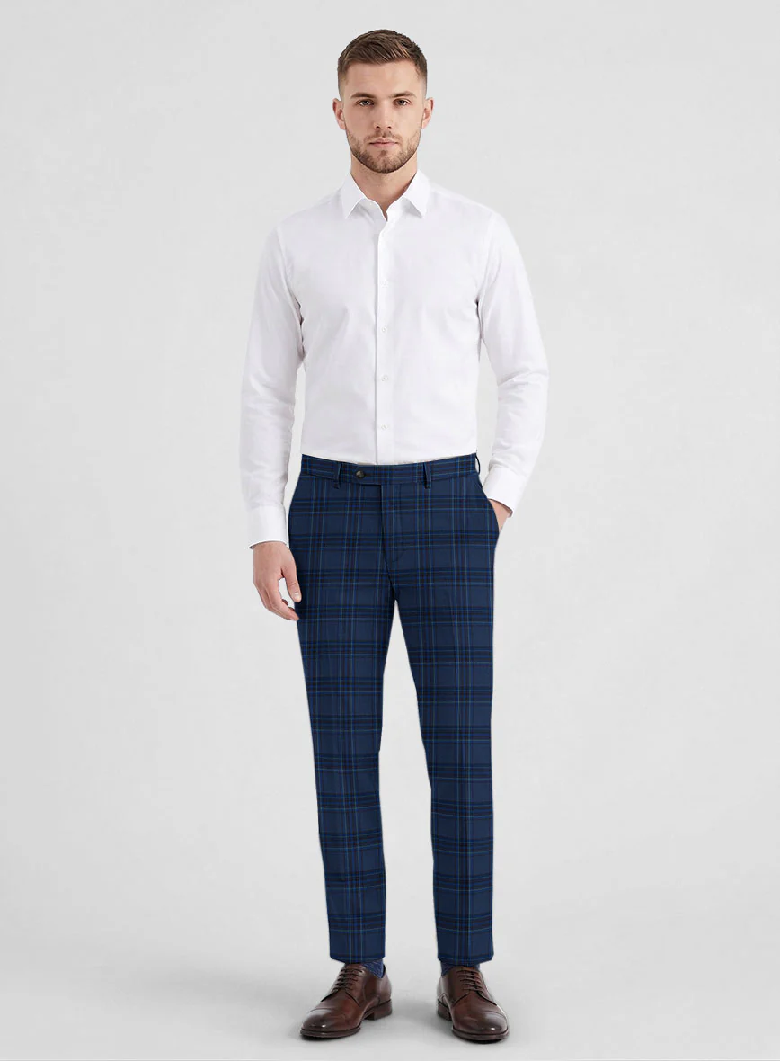 Reda Vale Blue Checks Wool Pants - Image 3
