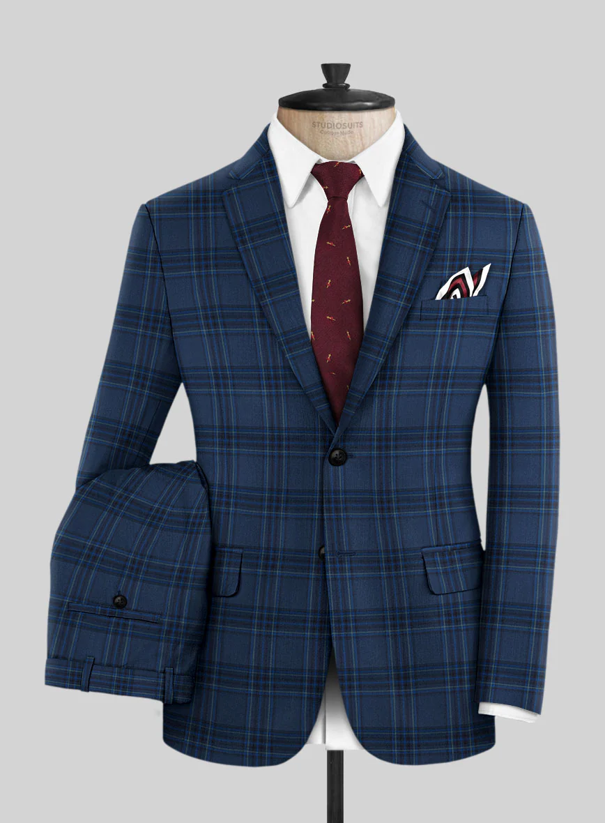 Reda Vale Blue Checks Wool Suit - Image 2