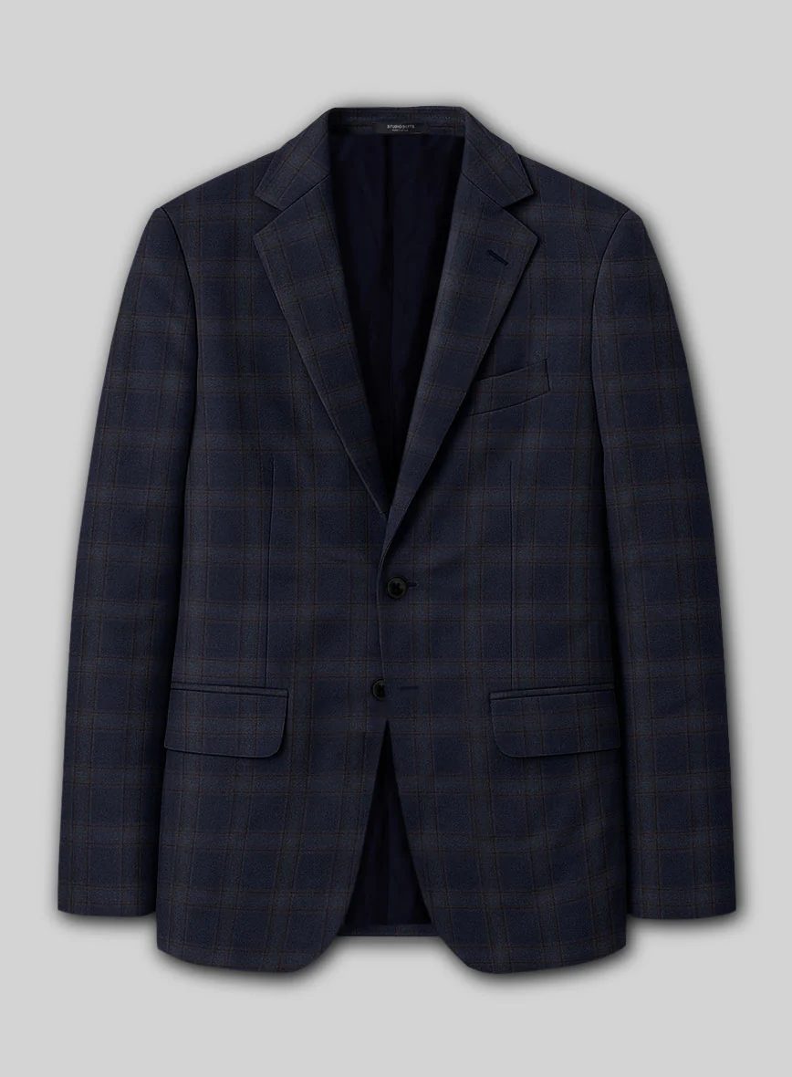Reda Vidla Dark Blue Checks Wool Suit - Image 3