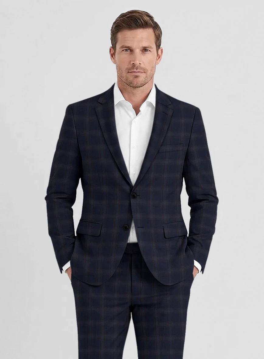 Reda Vidla Dark Blue Checks Wool Suit - Image 4
