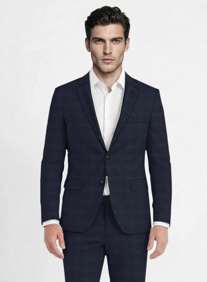 Reda Xime Blue Checks Wool Jacket - Image 2