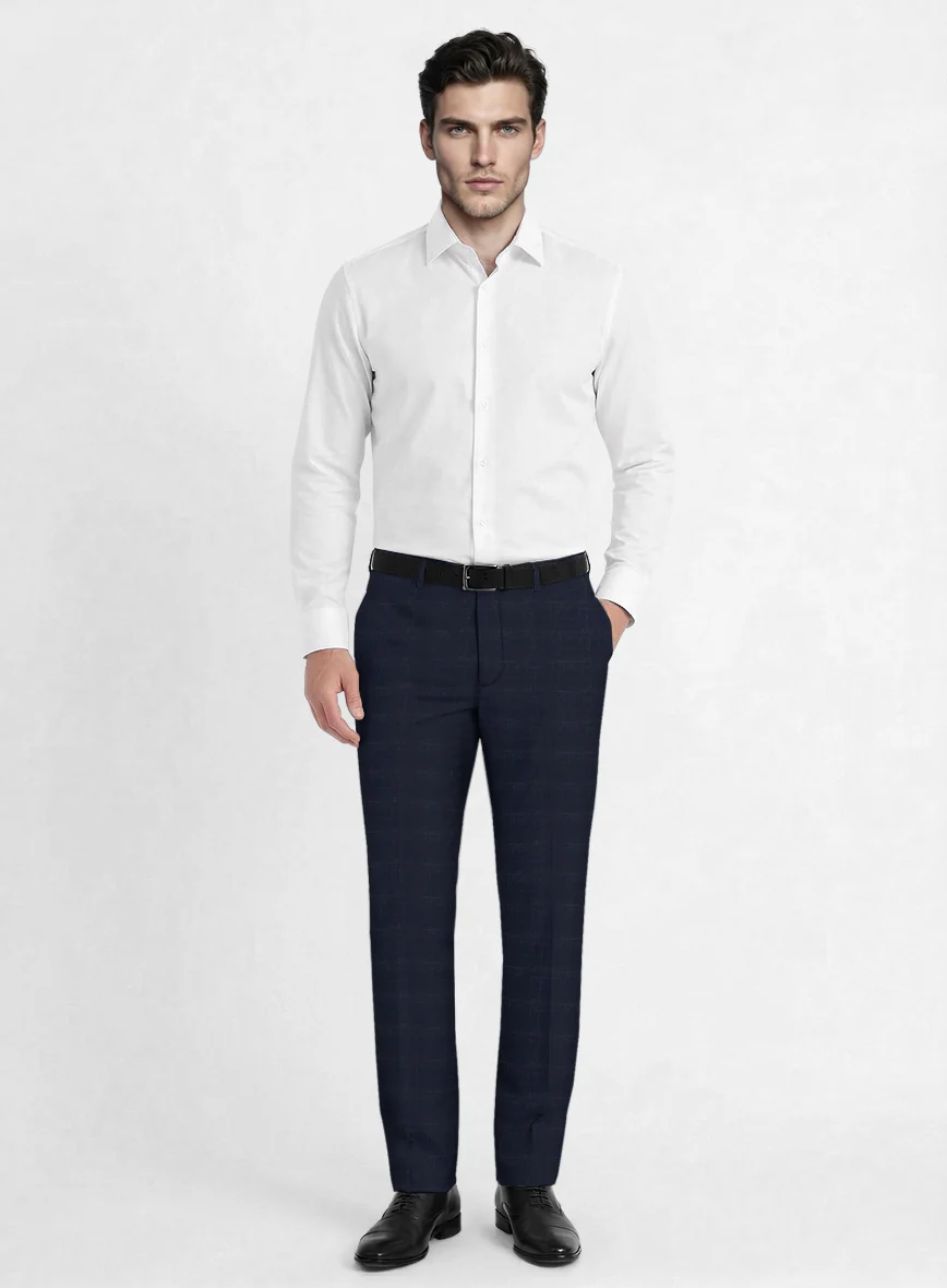 Reda Xime Blue Checks Wool Pants - Image 3