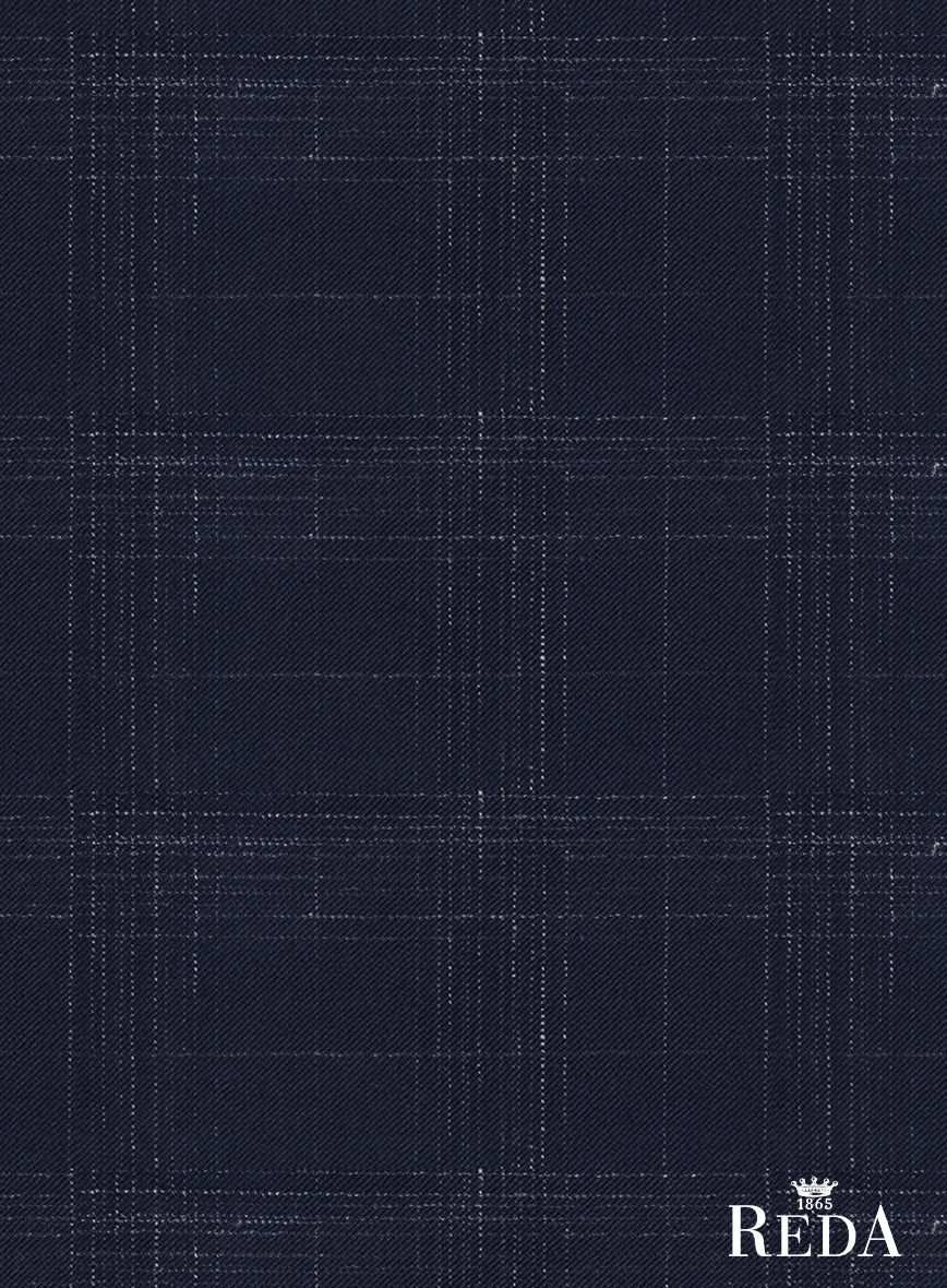 Reda Xime Blue Checks Wool Pants - Image 4
