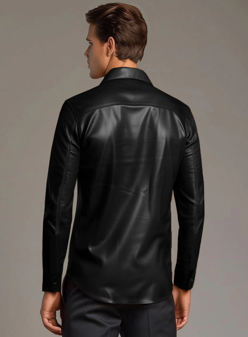 Regal Black Leather Shirt - Image 2
