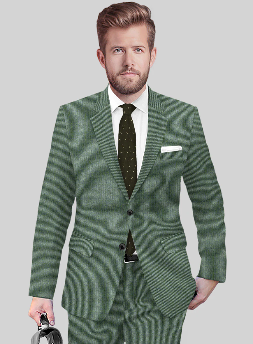 Regal Corded Green Stripe Tweed Jacket - Image 2