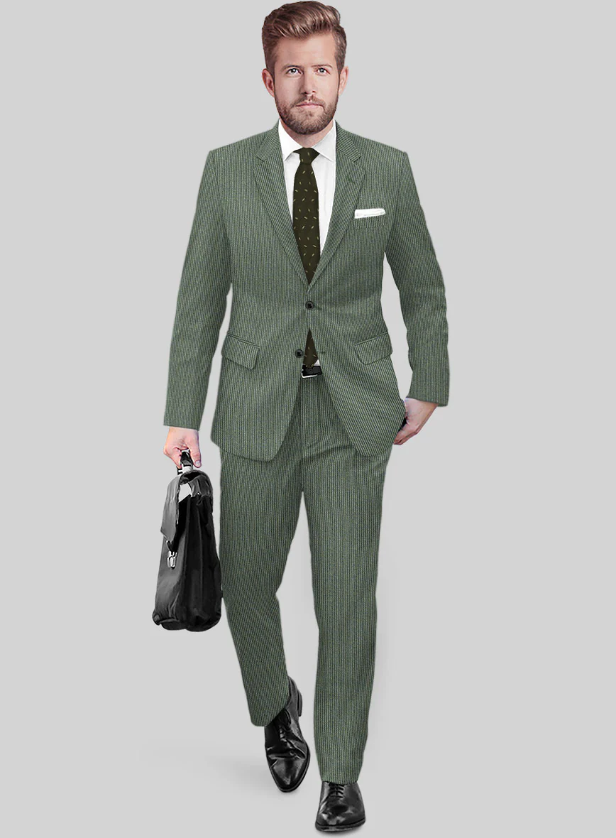 Regal Corded Green Stripe Tweed Suit - Image 2