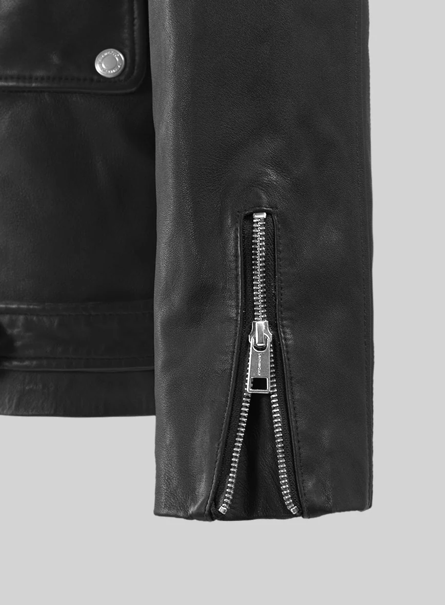 Resolute Black Biker Leather Jacket - Image 3