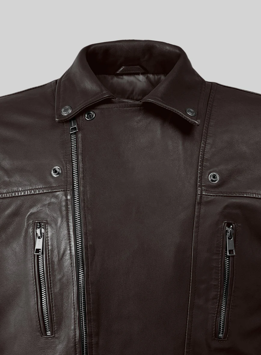 Resolute Brown Biker Leather Jacket - Image 2