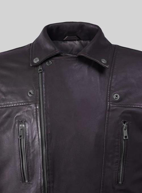 Resolute Purple Biker Leather Jacket - Image 2
