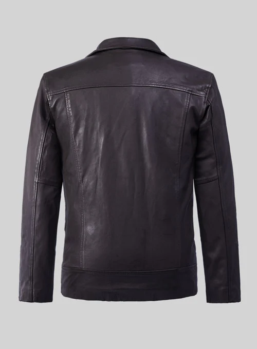 Resolute Purple Biker Leather Jacket - Image 4