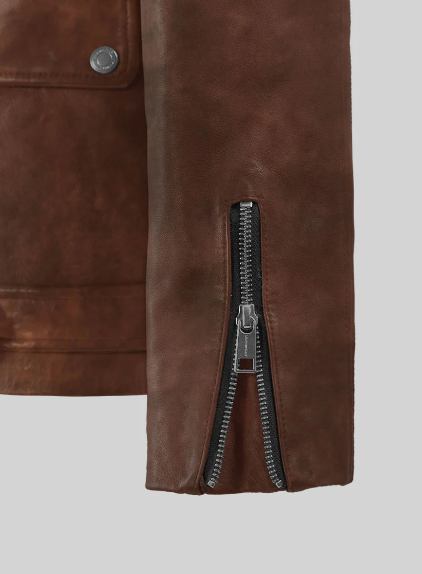 Resolute Spanish Brown Biker Leather Jacket - Image 3