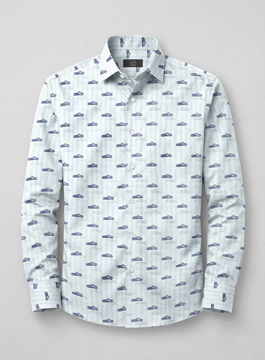 Retro Wheels Feather Cotton Shirt - Image 3