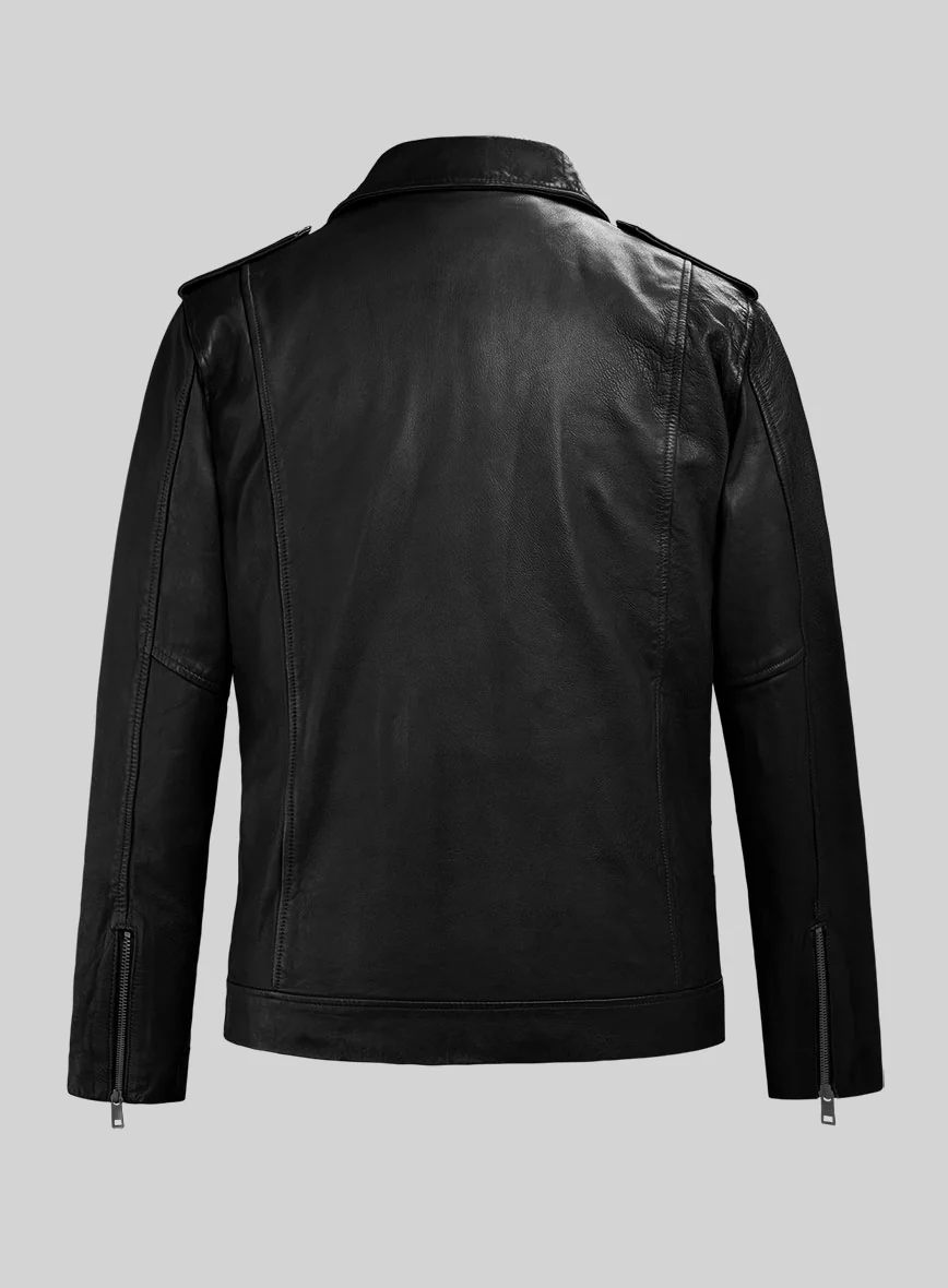 Revolt Black Biker Leather Jacket - Image 5
