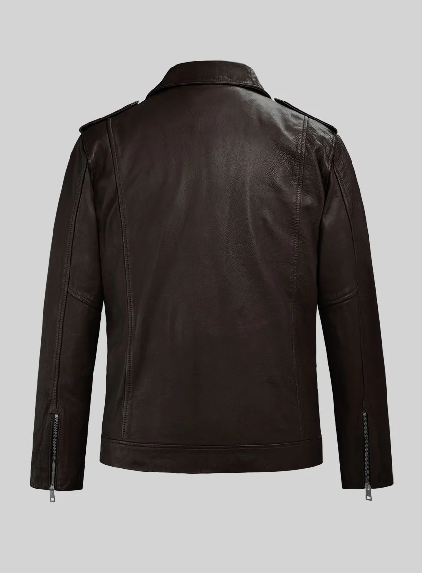 Revolt Brown Biker Leather Jacket - Image 3