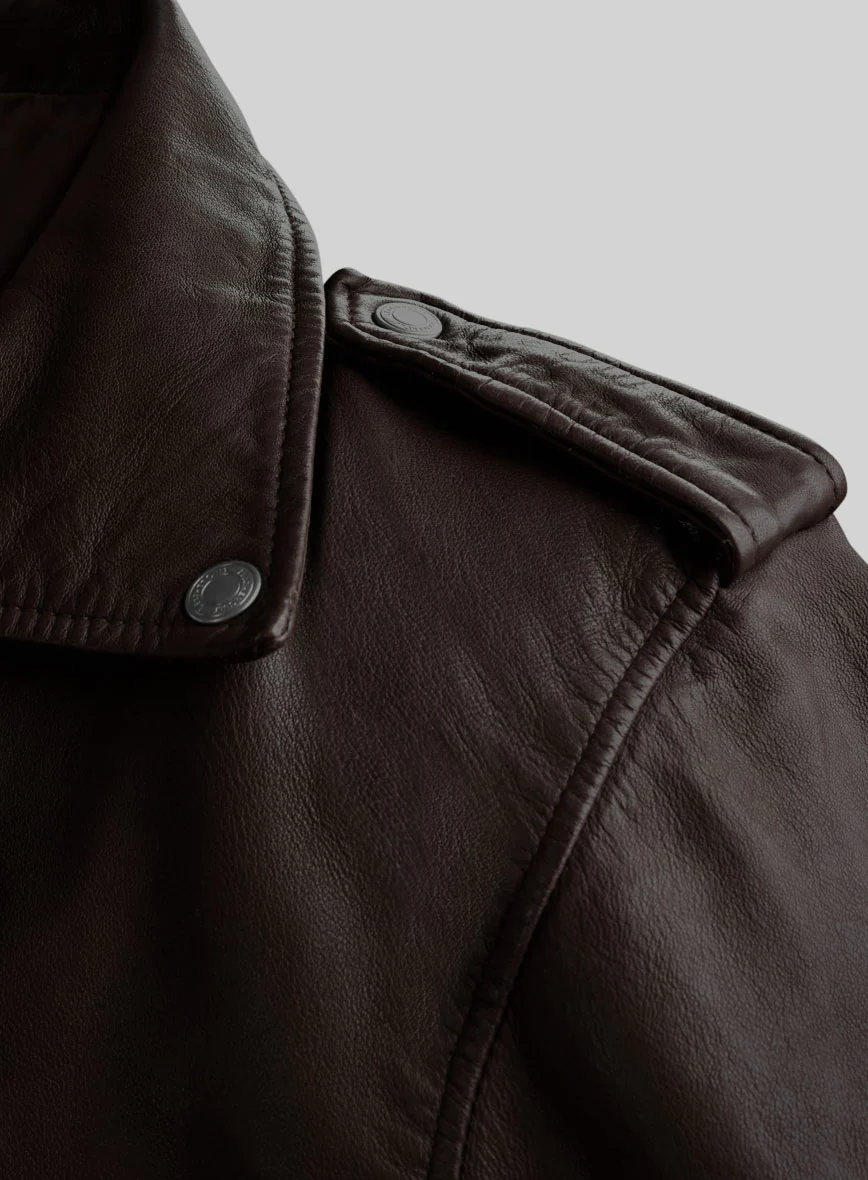 Revolt Brown Biker Leather Jacket - Image 4