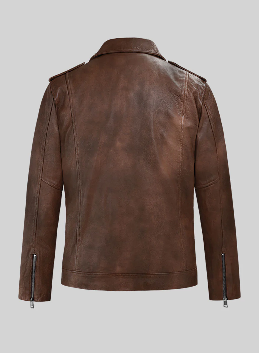 Revolt Spanish Brown Biker Leather Jacket - Image 2