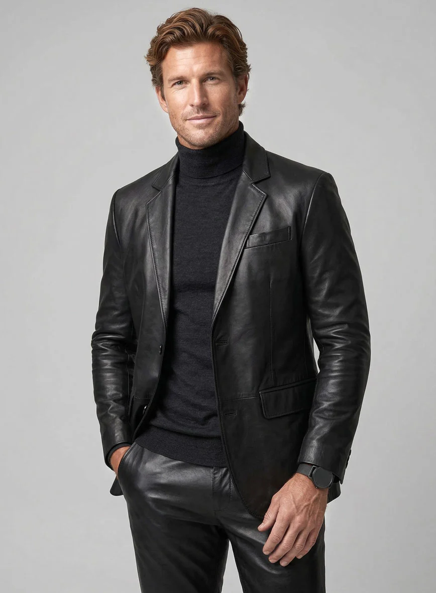 Rich Black Leather Suit - Image 4