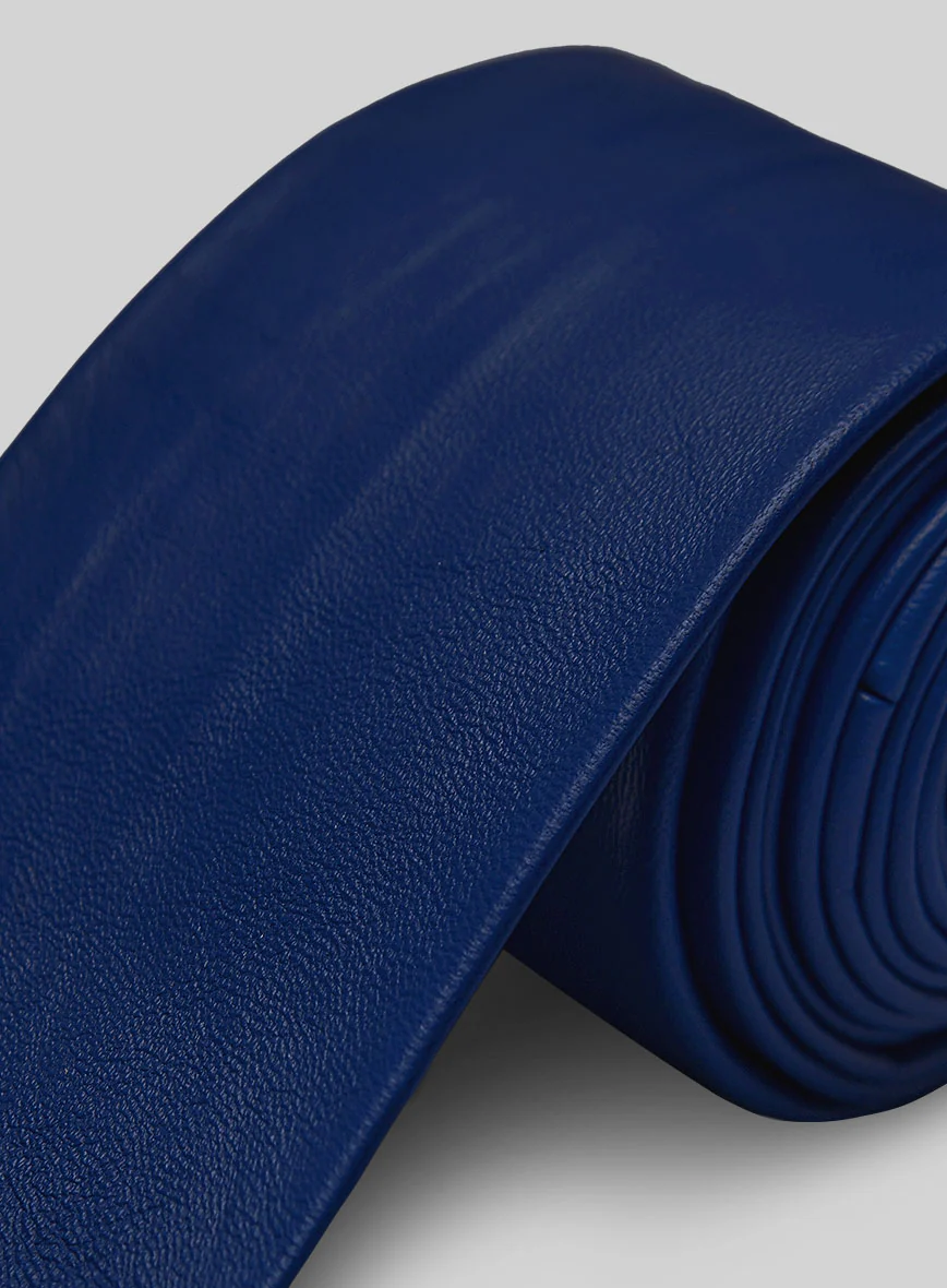 Rich Blue Leather Tie - Image 3