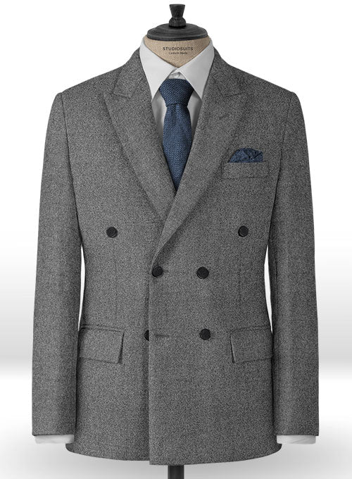 Rope Weave Gray Tweed Double Breasted Suit - Image 3