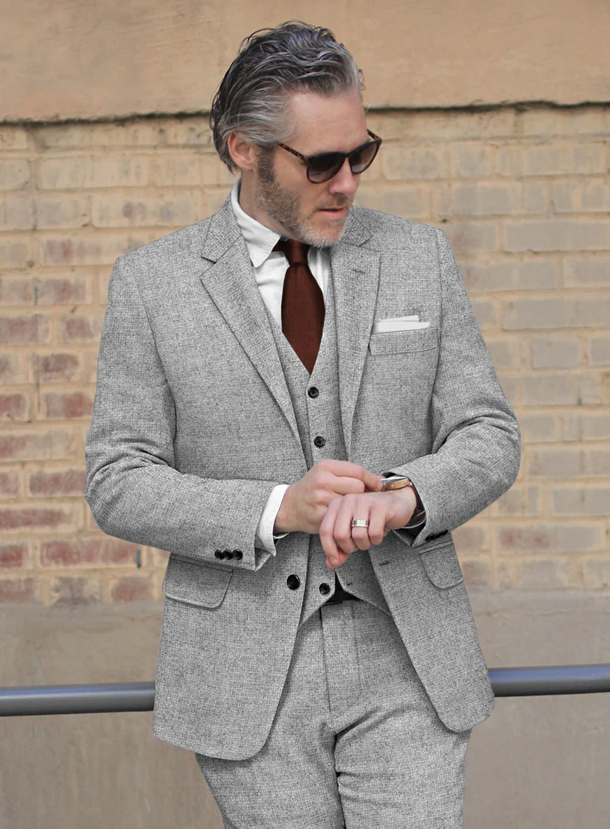 Rope Weave Light Gray Tweed Jacket - Image 2