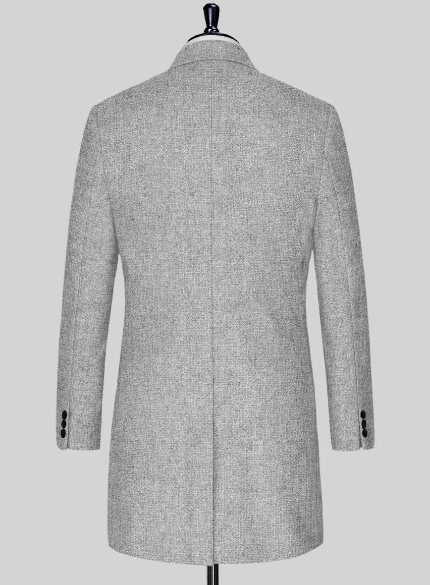 Rope Weave Light Gray Tweed Overcoat - Image 2