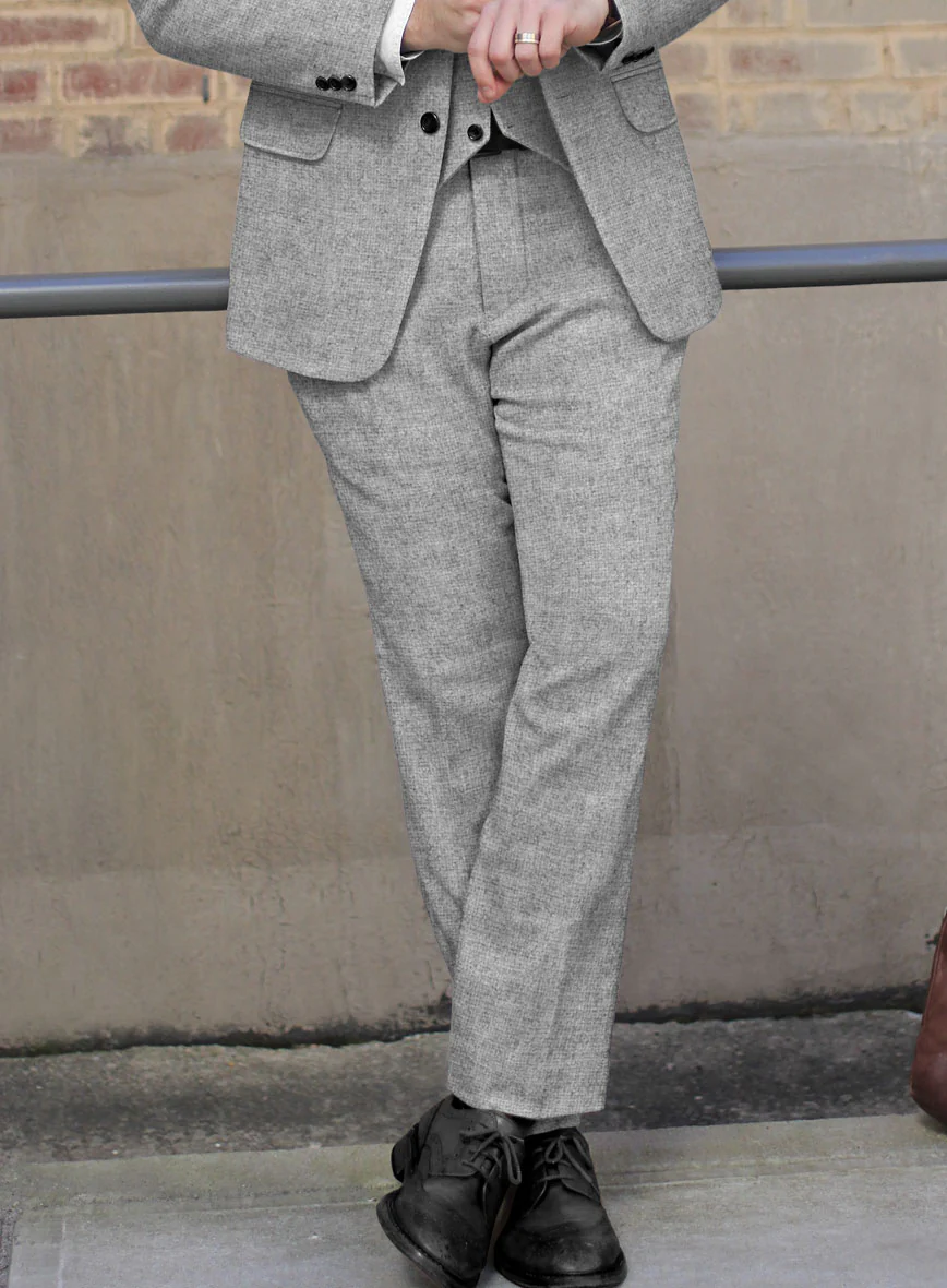Rope Weave Light Gray Tweed Pants - Image 3