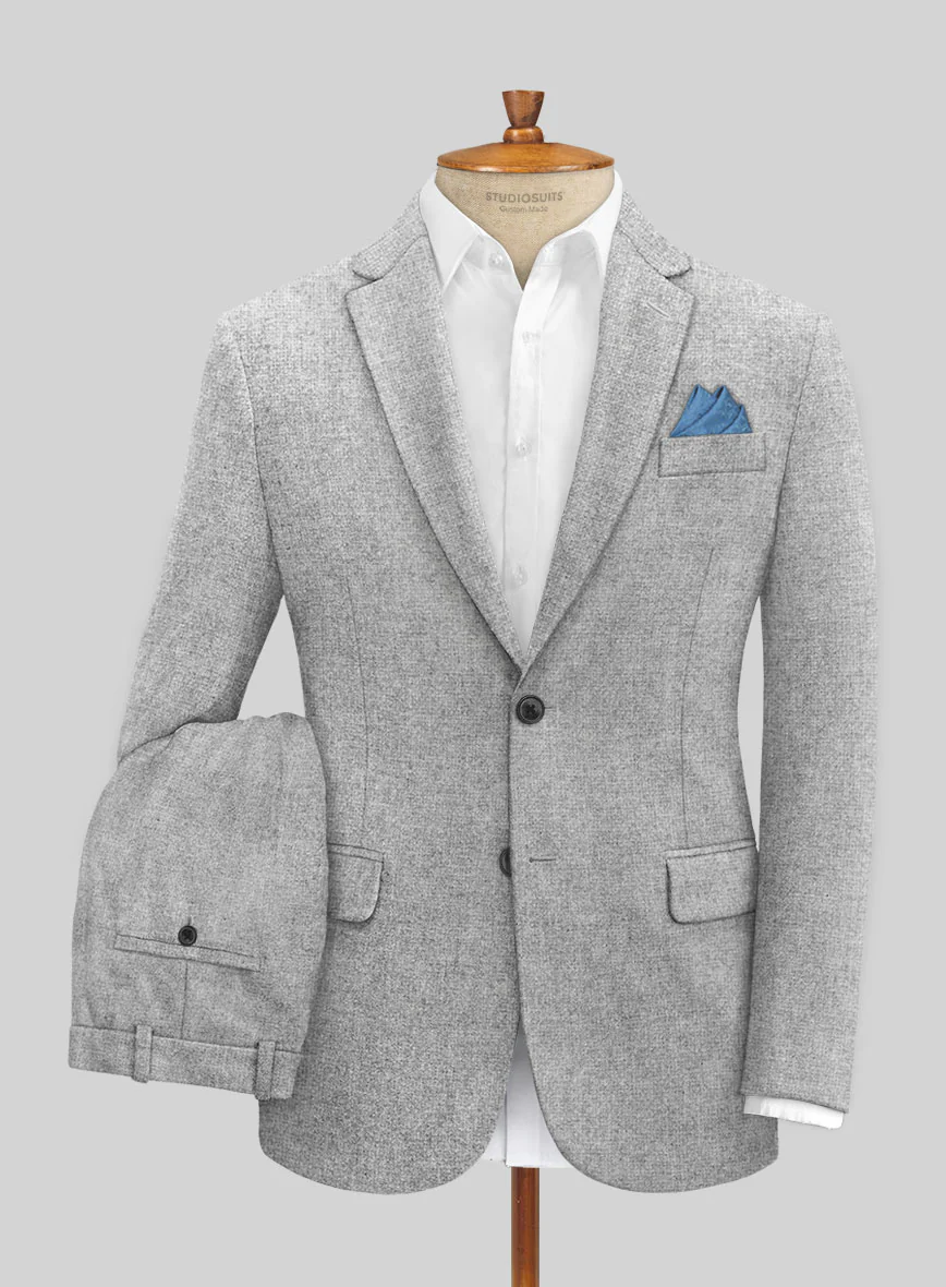 Rope Weave Light Gray Tweed Suit - Image 2