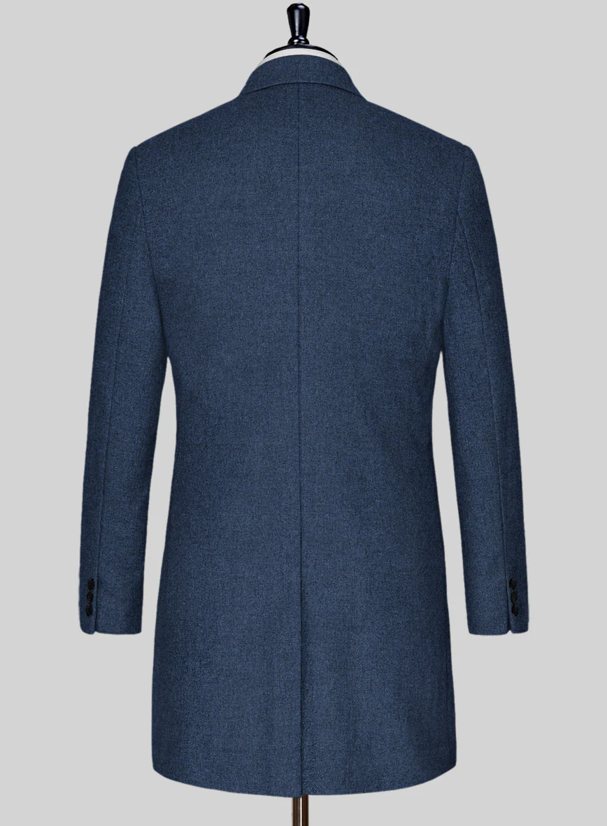Rope Weave Persian Blue Tweed Overcoat - Image 3