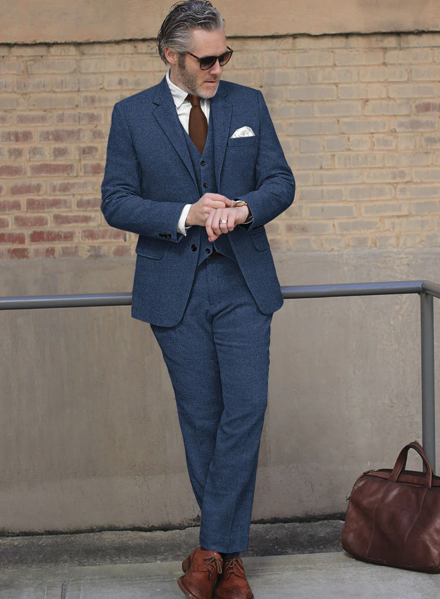 Rope Weave Persian Blue Tweed Suit - Image 2