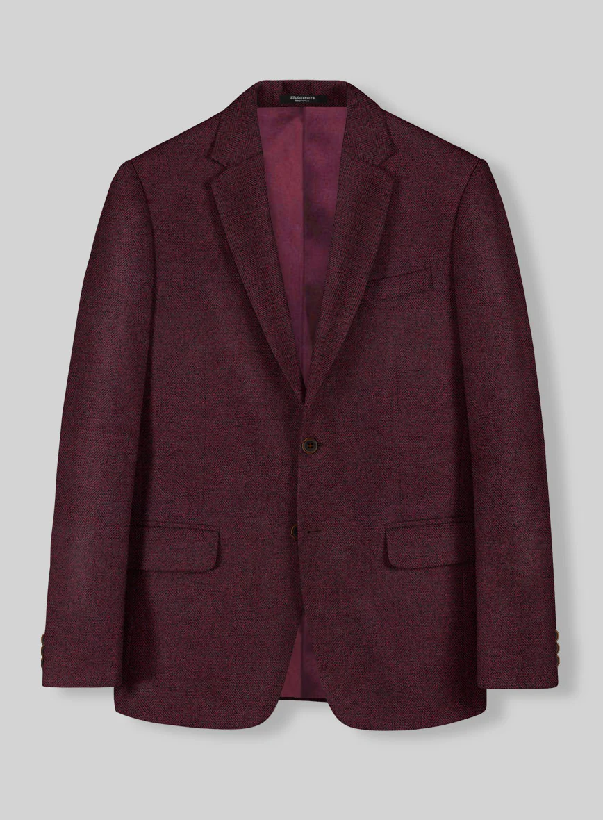 Rose Wine Herringbone Tweed Suit - Image 3