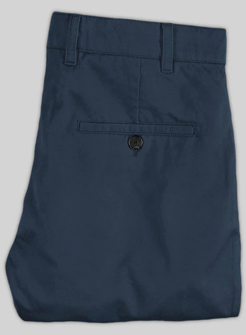 Washed Royal Blue Feather Cotton Canvas Stretch Chino Pants - Image 2