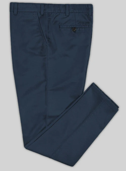 Washed Royal Blue Feather Cotton Canvas Stretch Chino Pants - Image 3