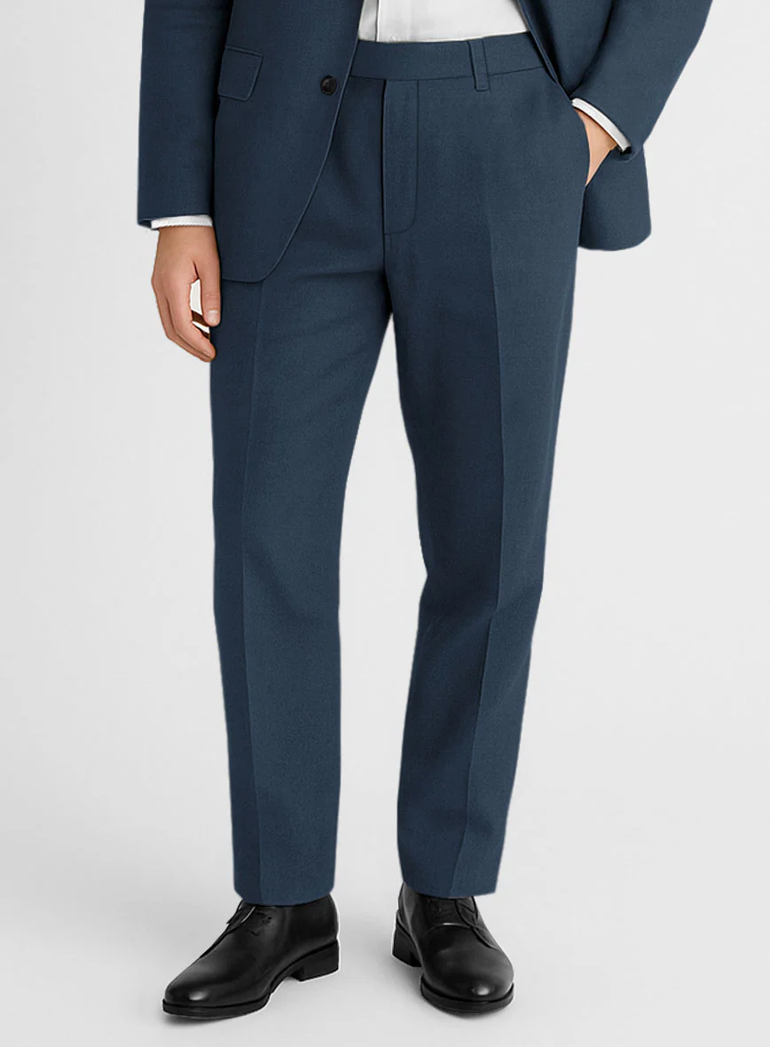 Royal Blue Feather Cotton Canvas Stretch Suit - Image 6