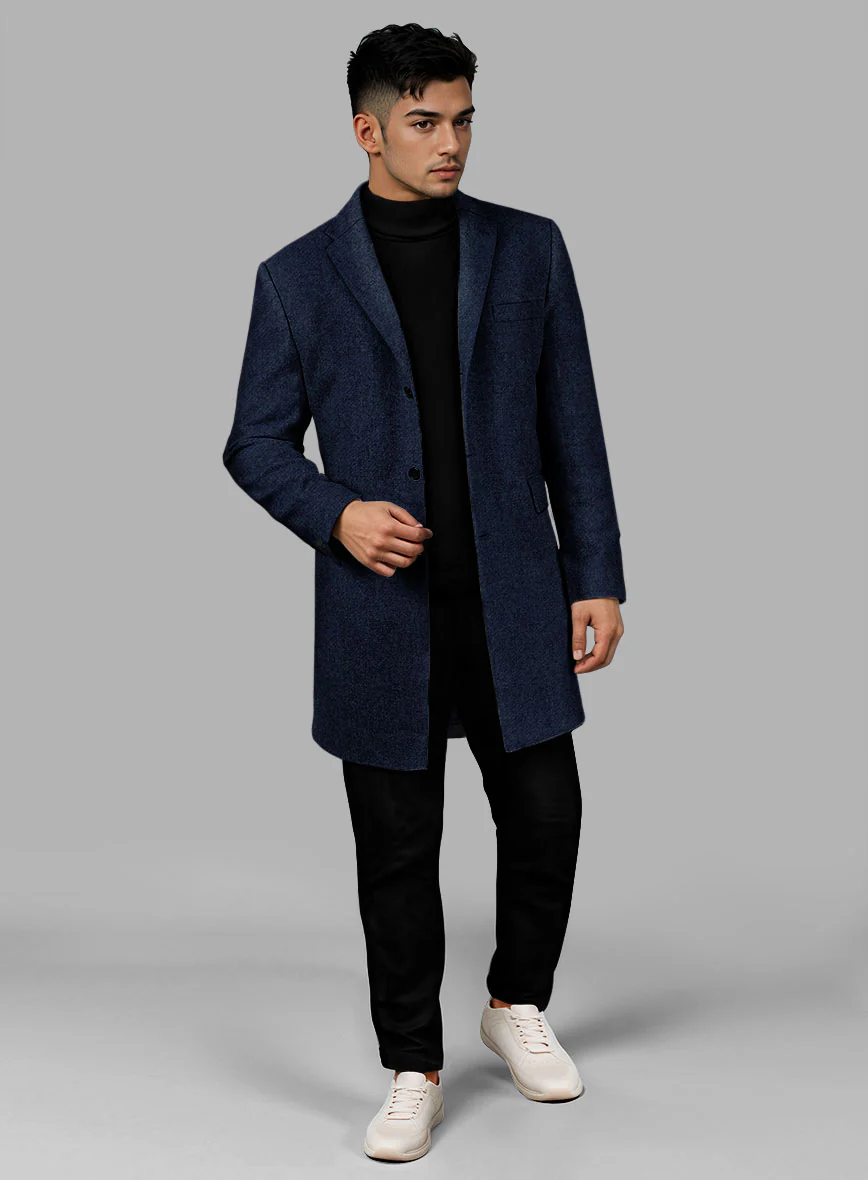 Royal Blue Heavy Tweed Overcoat - Image 2