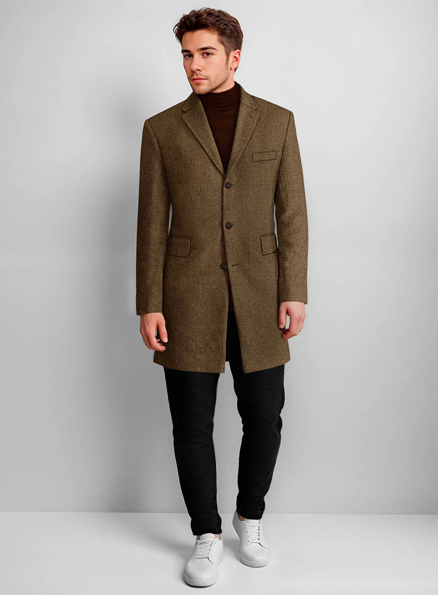 Royal Brown Heavy Tweed Overcoat - Image 3
