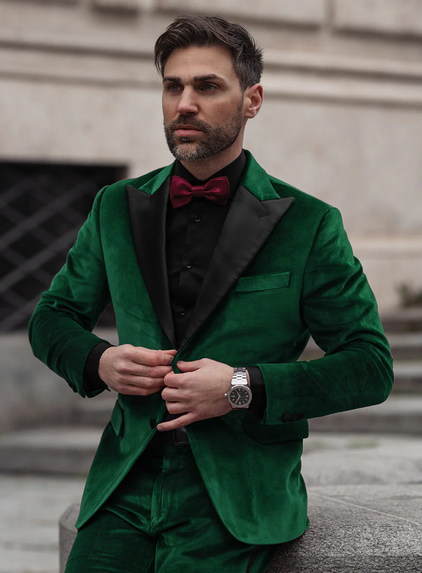 Royal Green Velvet Tuxedo Jacket - Image 2