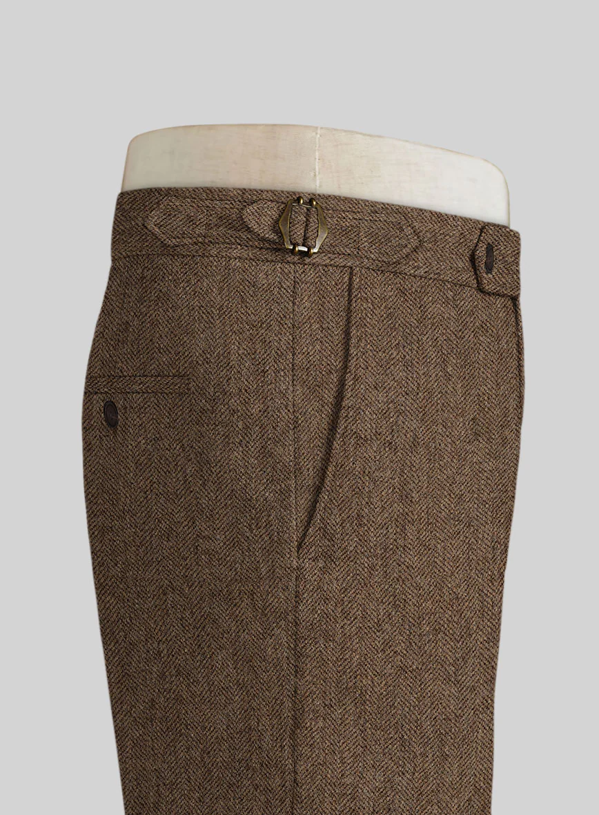 Rust Herringbone Tweed Highland Trousers - Image 3