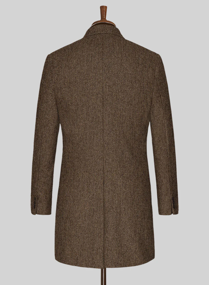 Rust Herringbone Tweed Overcoat - Image 3