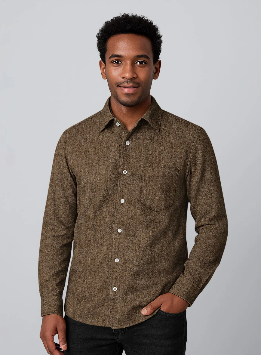 Rust Herringbone Tweed Shirt - Image 2