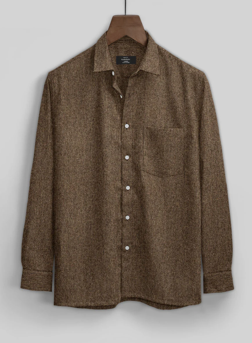 Rust Herringbone Tweed Shirt - Image 3