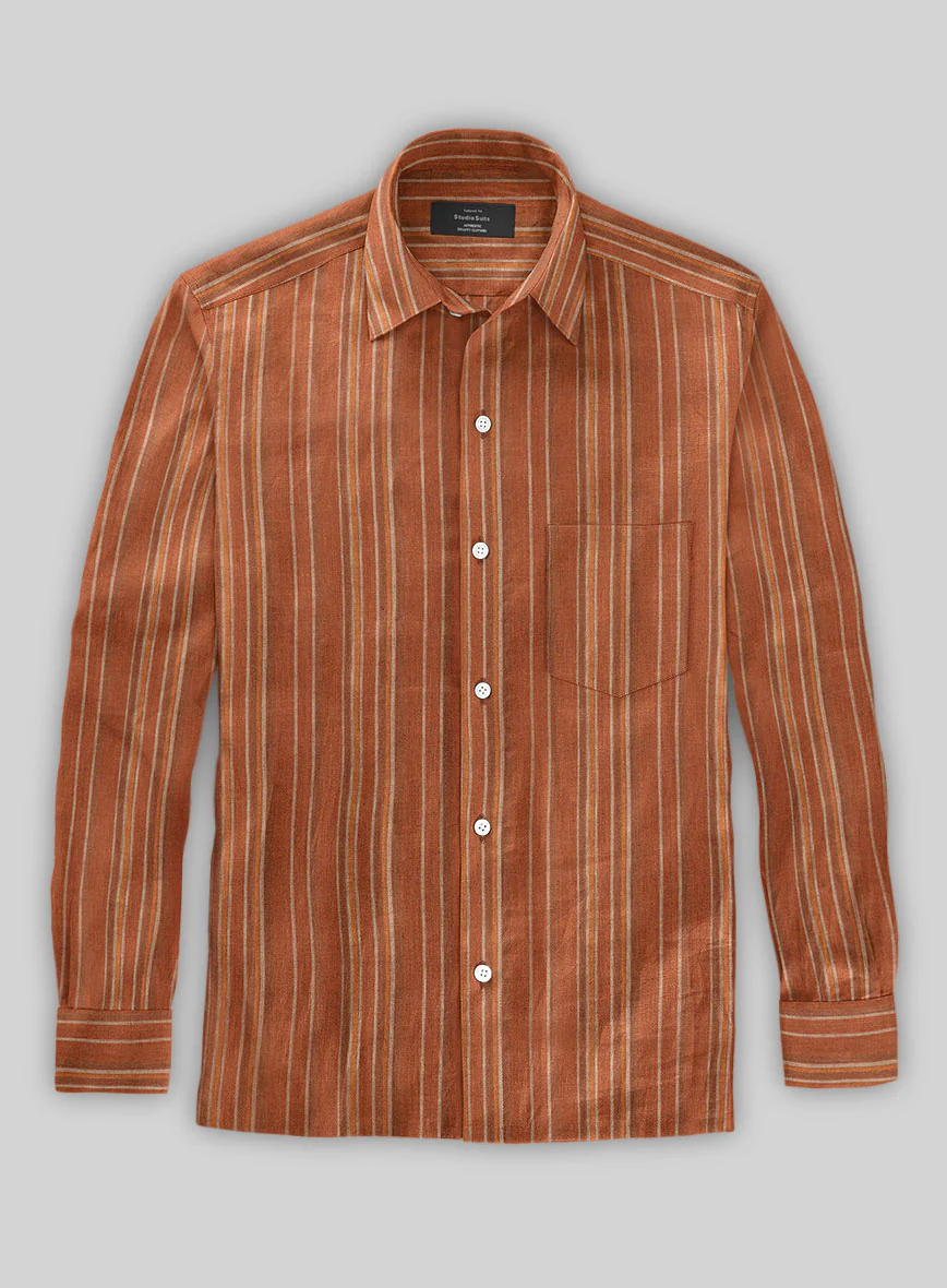 Rustic Brown Linen Shirt - Image 2