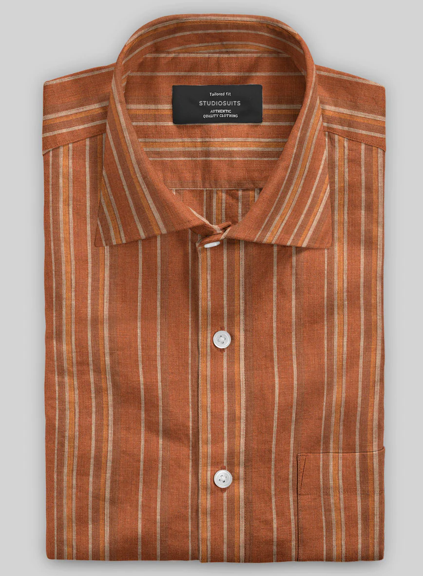 Rustic Brown Linen Shirt - Image 2