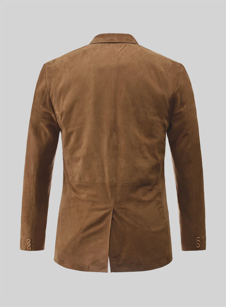 Saddle Brown Suede Leather Blazer - Image 3