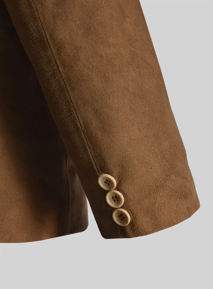 Saddle Brown Suede Leather Blazer - Image 4