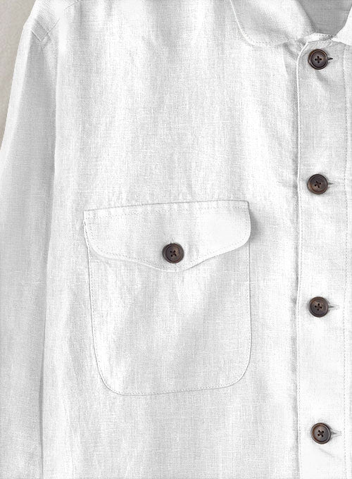 Safari Pure White Linen Overshirt - Image 3