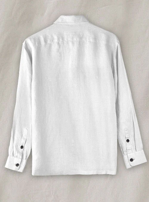 Safari Pure White Linen Overshirt - Image 4