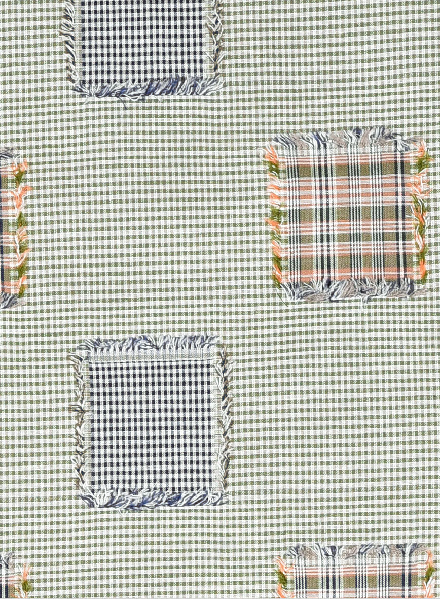 Sage Check Patchwork Cotton Shirt - Image 4