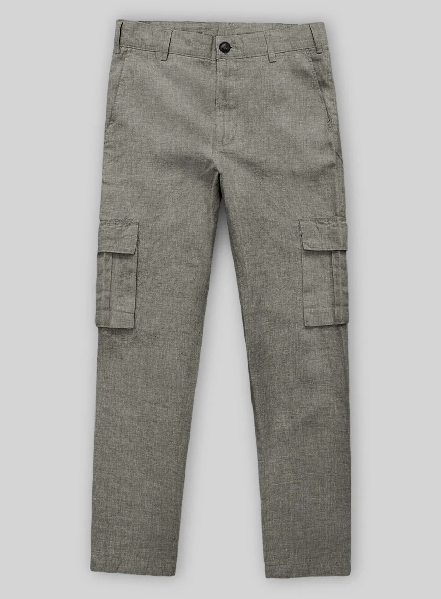 Sage Green Linen Cargo Pants - Image 2